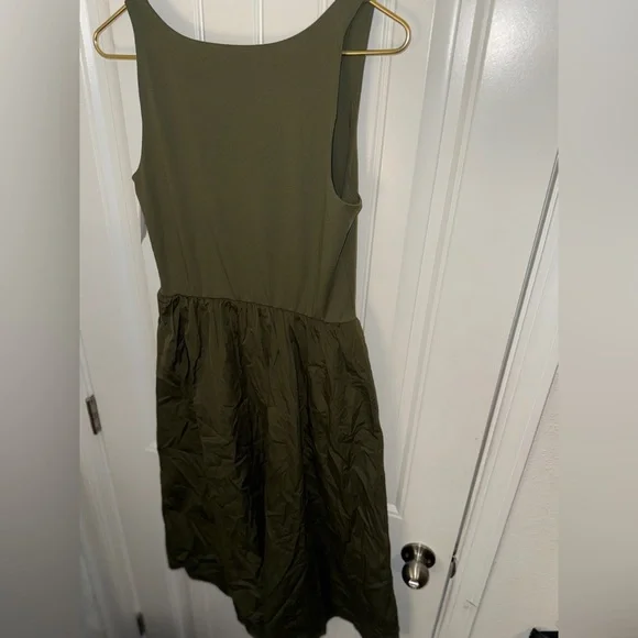 SPANX olive green smooth Jersey Mixed Media Midi Dress - Picture 10 of 13